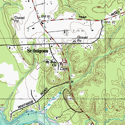 Topographic Map of Mount Zion Church, MD