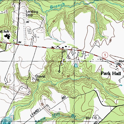 Topographic Map of Park Hall Estates, MD