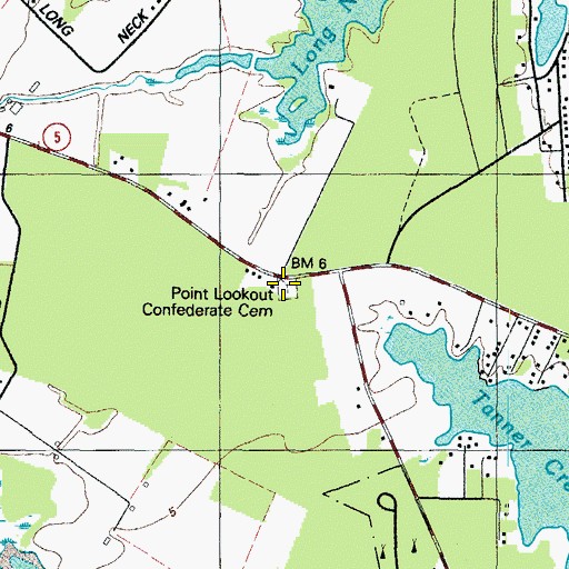 Topographic Map of Point Lookout Confederate Cemetery, MD