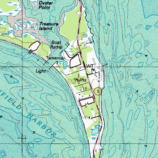 Topographic Map of Point Lookout Fort Monument, MD