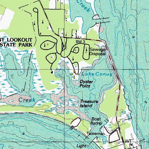 Topographic Map of Point Lookout State Park, MD