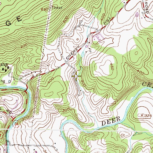 Topographic Map of Cherrywood Estates, MD