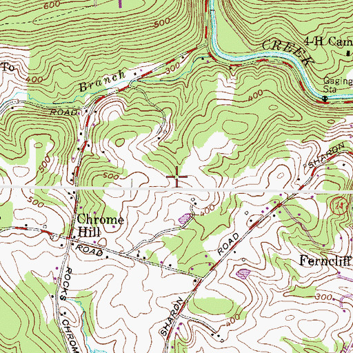 Topographic Map of Chrome Hill Estates, MD