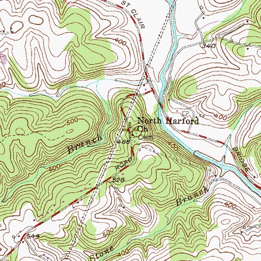 Topographic Map of North Harford Cemetery, MD