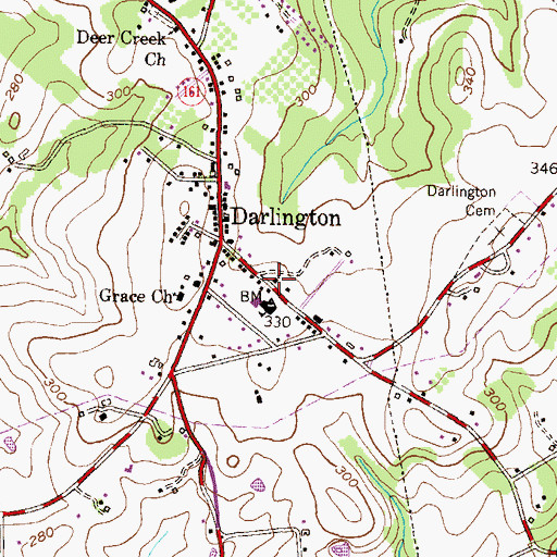Topographic Map of Darlington United Methodist Church, MD