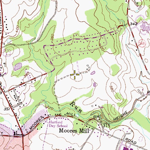 Topographic Map of Heritage Woods, MD