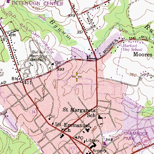 Topographic Map of Hickory Hills, MD