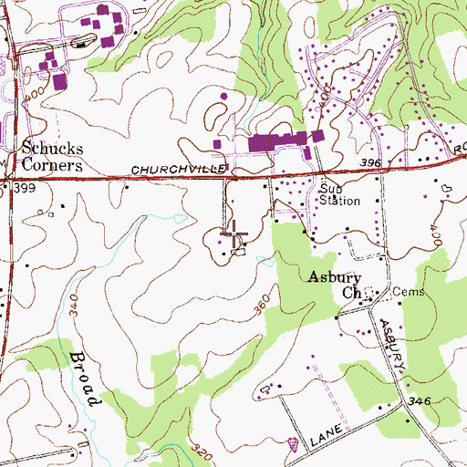 Topographic Map of Meadow Springs, MD