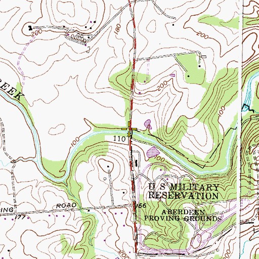 Topographic Map of Priestford Bridge, MD