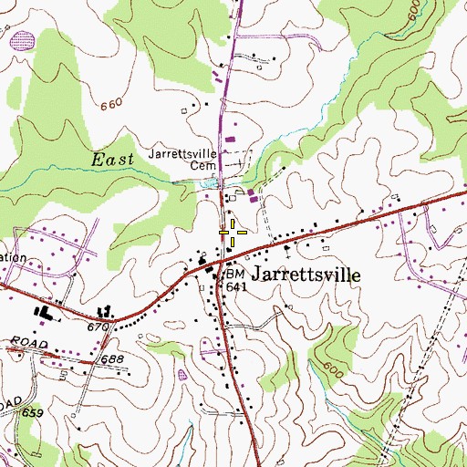 Topographic Map of Jarrettsville Plaza Shopping Center, MD