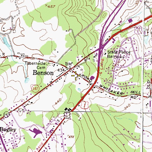 Topographic Map of Benson Post Office, MD