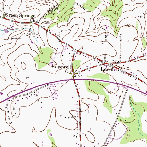 Topographic Map of Hopewell Village, MD