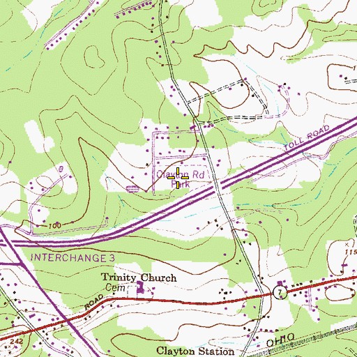 Topographic Map of Clayton Road Park, MD
