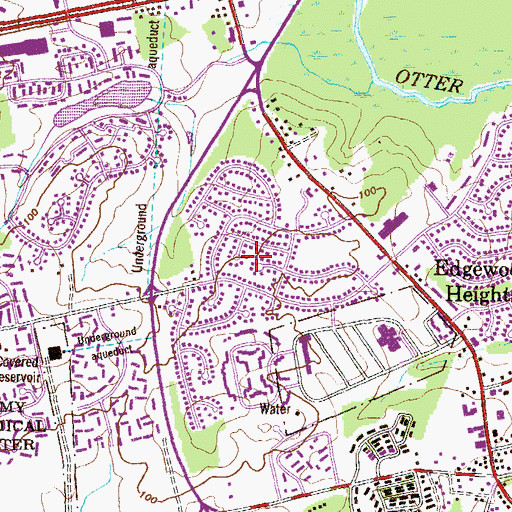 Topographic Map of Edgewood Meadows, MD