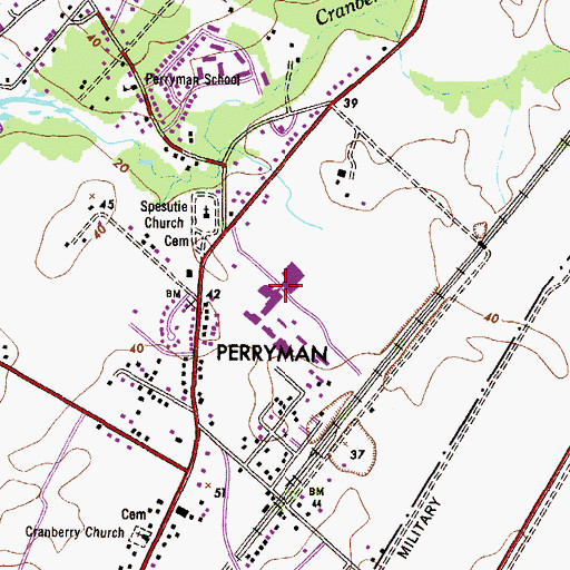 Topographic Map of Perryman Industrial Park, MD