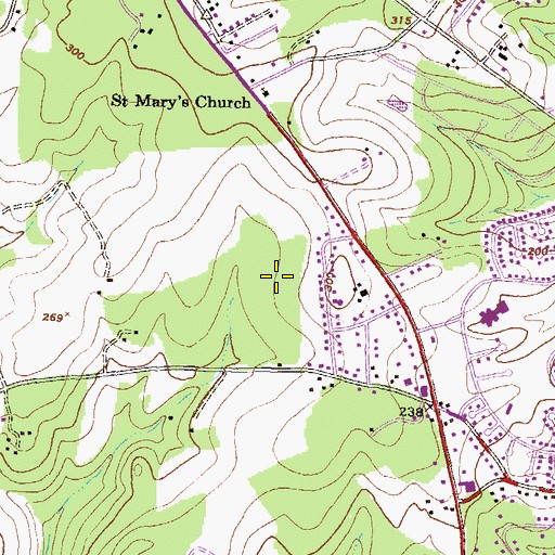 Topographic Map of Singer Woods, MD