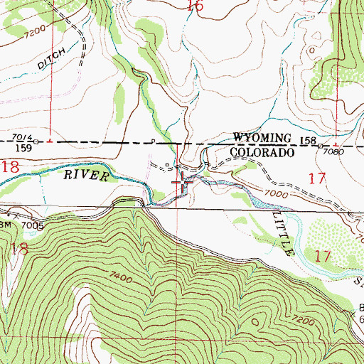 Topographic Map of Roaring Fork, WY