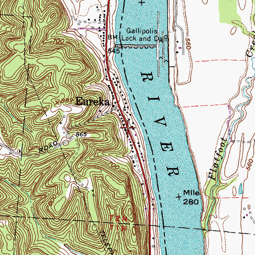 Topographic Map of Eureka Church of God, OH