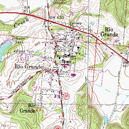 Topographic Map of Moulton Hall, OH