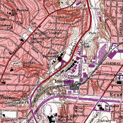 Topographic Map of Corbett Physical Education Building, OH