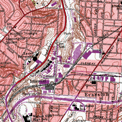 Topographic Map of Husman Hall, OH