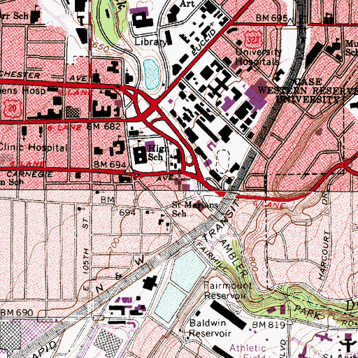 Topographic Map of University Circle Research Center, OH