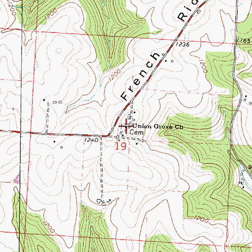 Topographic Map of Union Grove Cemetery, OH