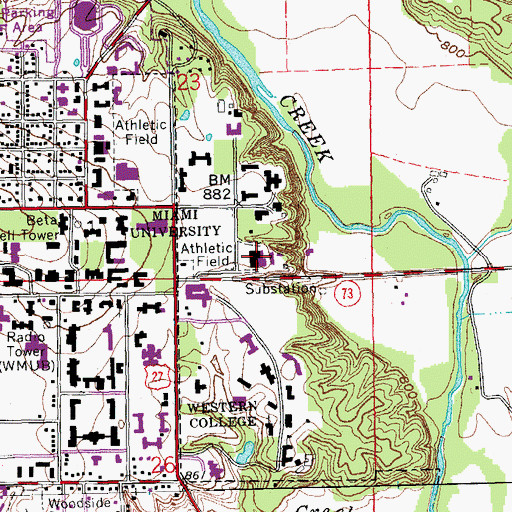 Topographic Map of Cole Service Building, OH