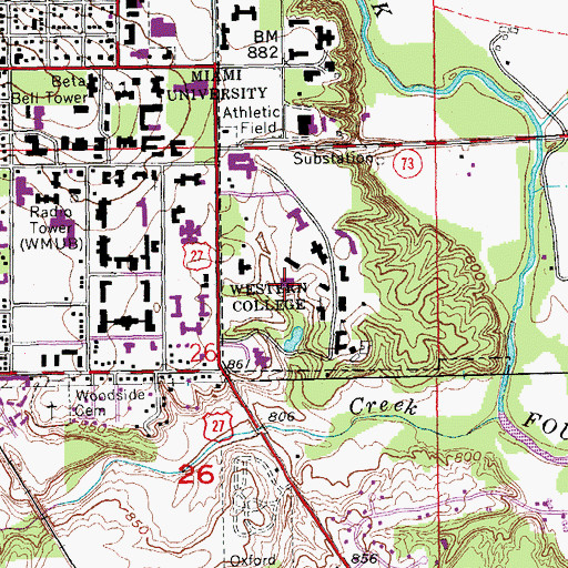Topographic Map of Hoyt Hall, OH