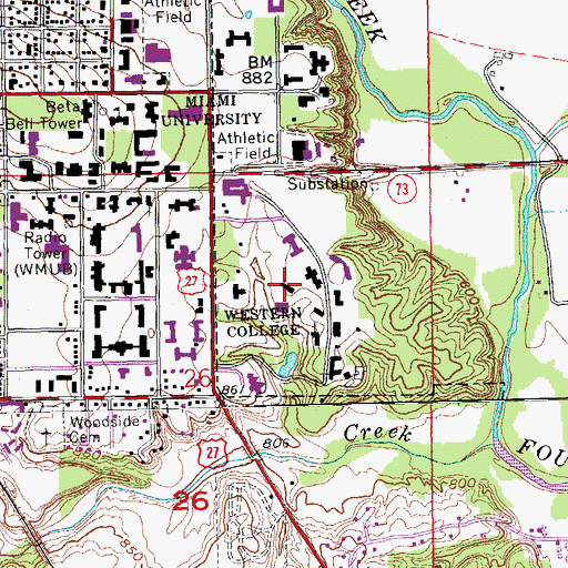 Topographic Map of Mary Lyon Hall, OH