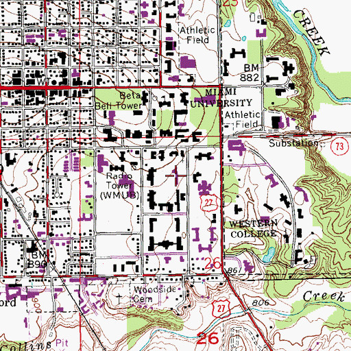 Topographic Map of Minnich Hall, OH
