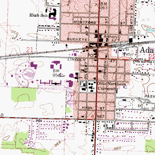 Topographic Map of John H Taft Gymnasium, OH