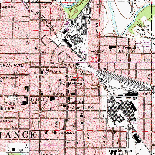 Topographic Map of Alliance Public Square, OH