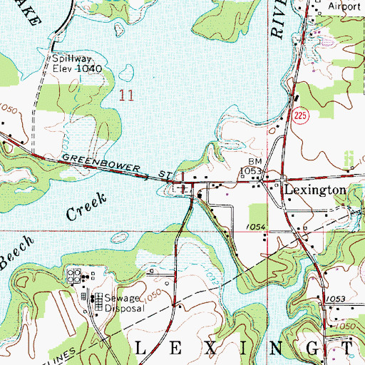 Topographic Map of Lexington Cemetery, OH