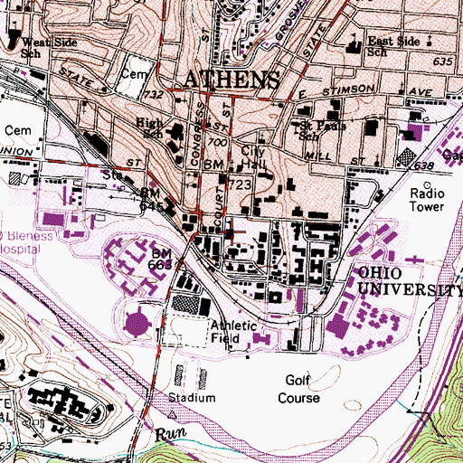 Topographic Map of Chubb Hall, OH