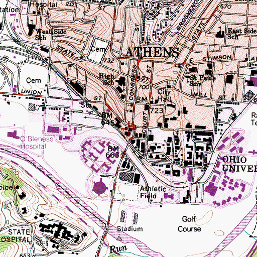Topographic Map of Lasher Hall, OH