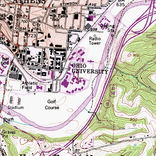 Topographic Map of Martzolf Hall, OH