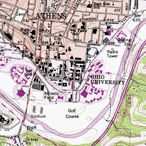 Topographic Map of Perkins Hall, OH