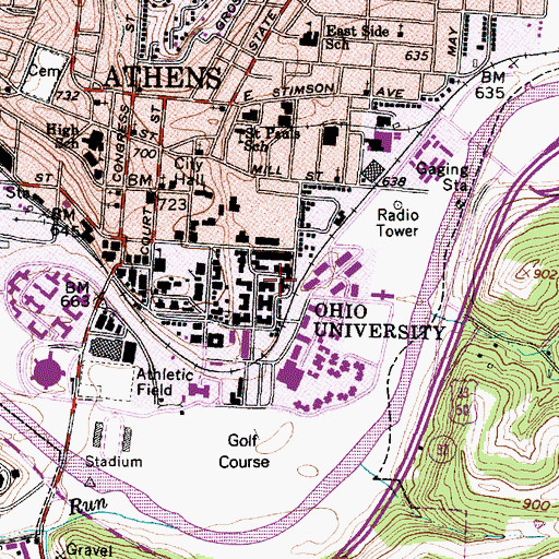 Topographic Map of Washington Hall, OH