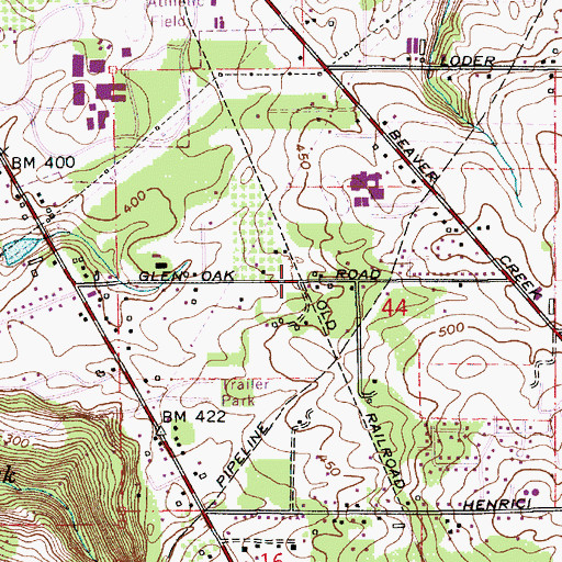 Topographic Map of Glen Oak (historical), OR