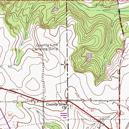Topographic Map of County Line Landing Strip (historical), AL
