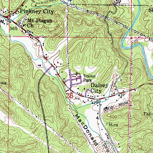 Topographic Map of Daisey City Trailer Park, AL