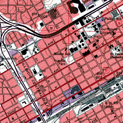 Topographic Map of Birmingham Civil Rights Institute, AL