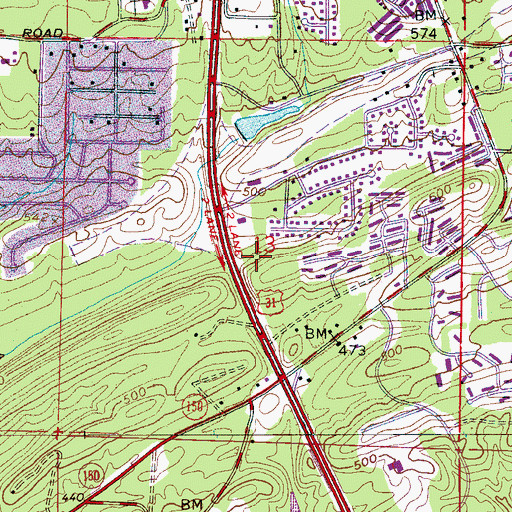 Topographic Map of Riverchase Promenade Shopping Center, AL