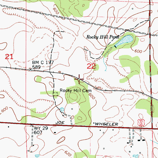 Topographic Map of Rocky Hill (historical), AL