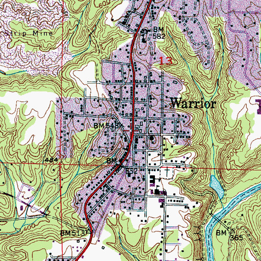 Topographic Map of Warrior City Hall, AL