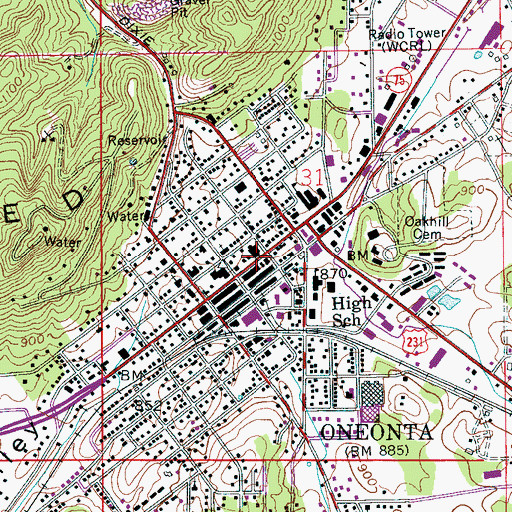 Topographic Map of Blount County Courthouse, AL