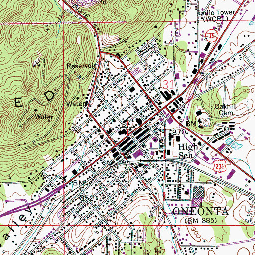 Topographic Map of Blount County Memorial Museum, AL