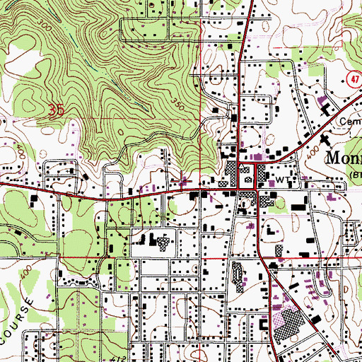 Topographic Map of Monroe Manor Nursing Home, AL