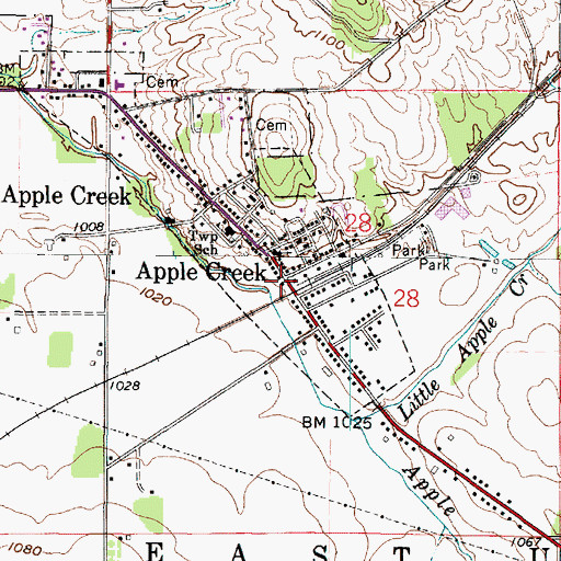 Topographic Map of Apple Creek Post Office, OH